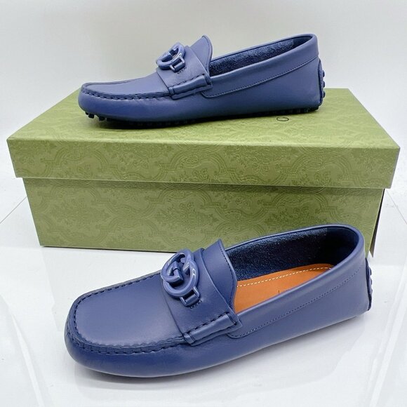 Gucci GG Interlocking Loafer Blue Driver Moccasin Shoes Logo Mens UK 13 US 13.5 - Picture 4 of 11